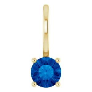 14K Yellow Gold Imitation Blue Sapphire Solitaire Charm/Pendant