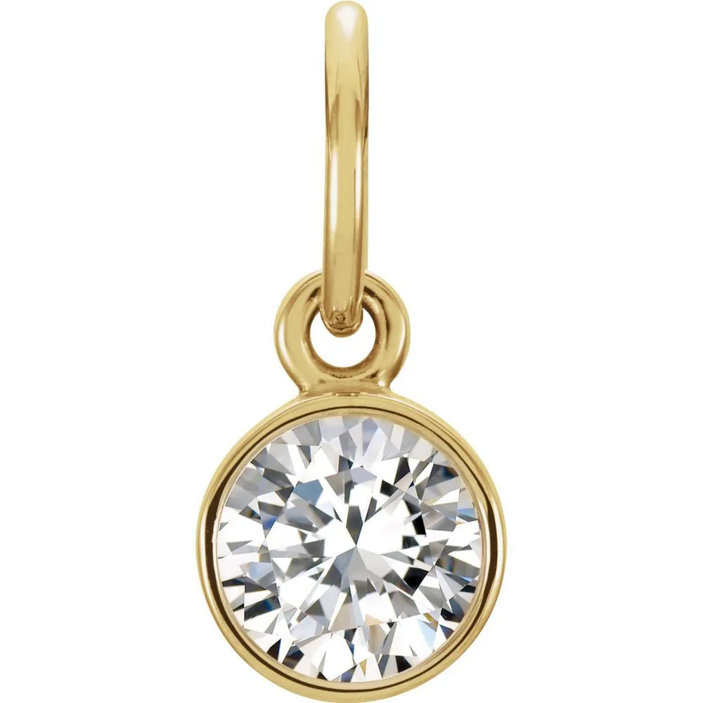 14k Yellow Gold Imitation Diamond Birthstone Charm