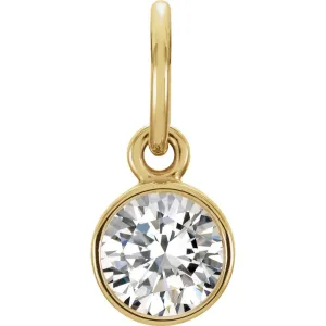 14k Yellow Gold Imitation Diamond Birthstone Charm