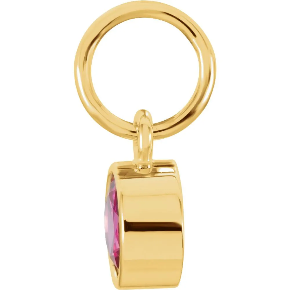 14k Yellow Gold Imitation Ruby Birthstone Charm