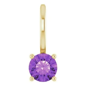 14K Yellow Imitation Amethyst Solitaire Charm/Pendant