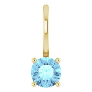 14K Yellow Imitation Aquamarine Solitaire Charm/Pendant
