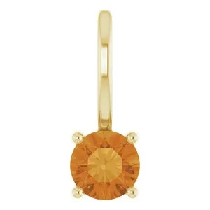 14K Yellow Imitation Citrine Solitaire Charm/Pendant