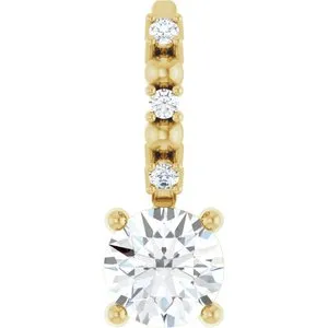 14K Yellow Imitation Diamond & .01 CTW Natural Diamond Charm/Pendant