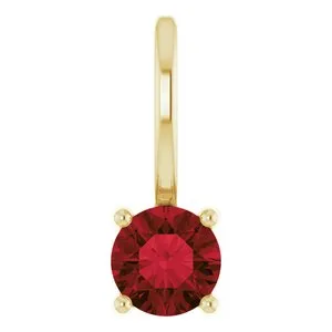 14K Yellow Imitation Mozambique Garnet Solitaire Charm/Pendant