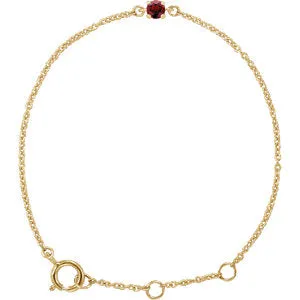 14K Yellow Imitation Mozambique Garnet Youth Birthstone 4 1/2-5 1/2" Bracelet