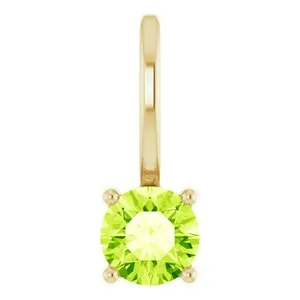 14K Yellow Imitation Peridot Solitaire Charm/Pendant