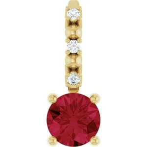 14K Yellow Imitation Ruby & .01 CTW Natural Diamond Charm/Pendant