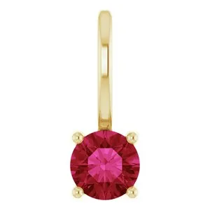 14K Yellow Imitation Ruby Solitaire Charm/Pendant