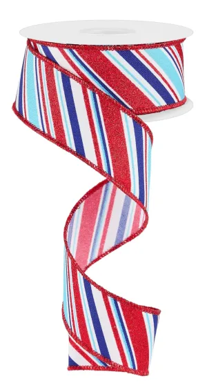 1.5" Diagonal Stripe: Red, White, Blue, Light Blue (10 Yards) RGE1824KY