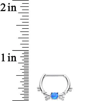 16 Gauge Clear Gem Blue Imitation Opal Simple Septum Clicker
