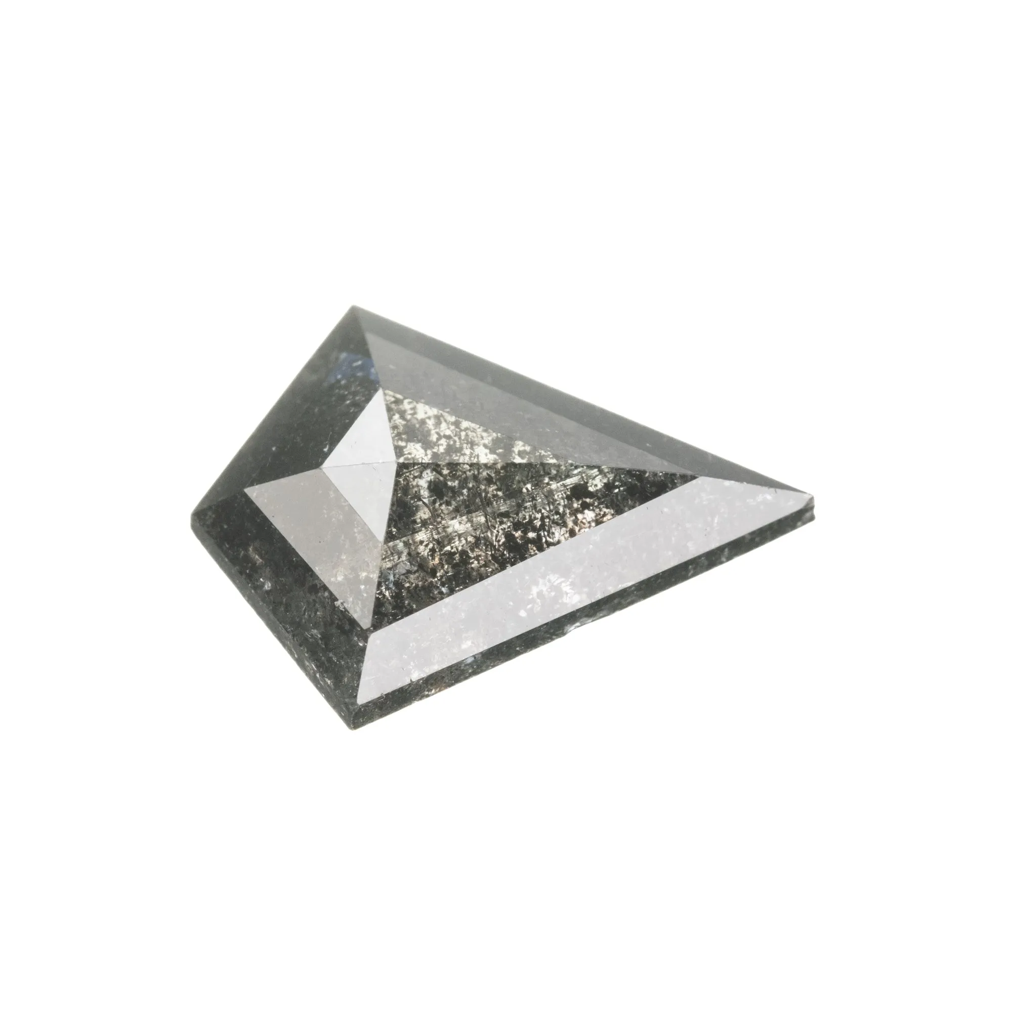 1.65 Carat Black Speckled Rose Cut Kite Diamond