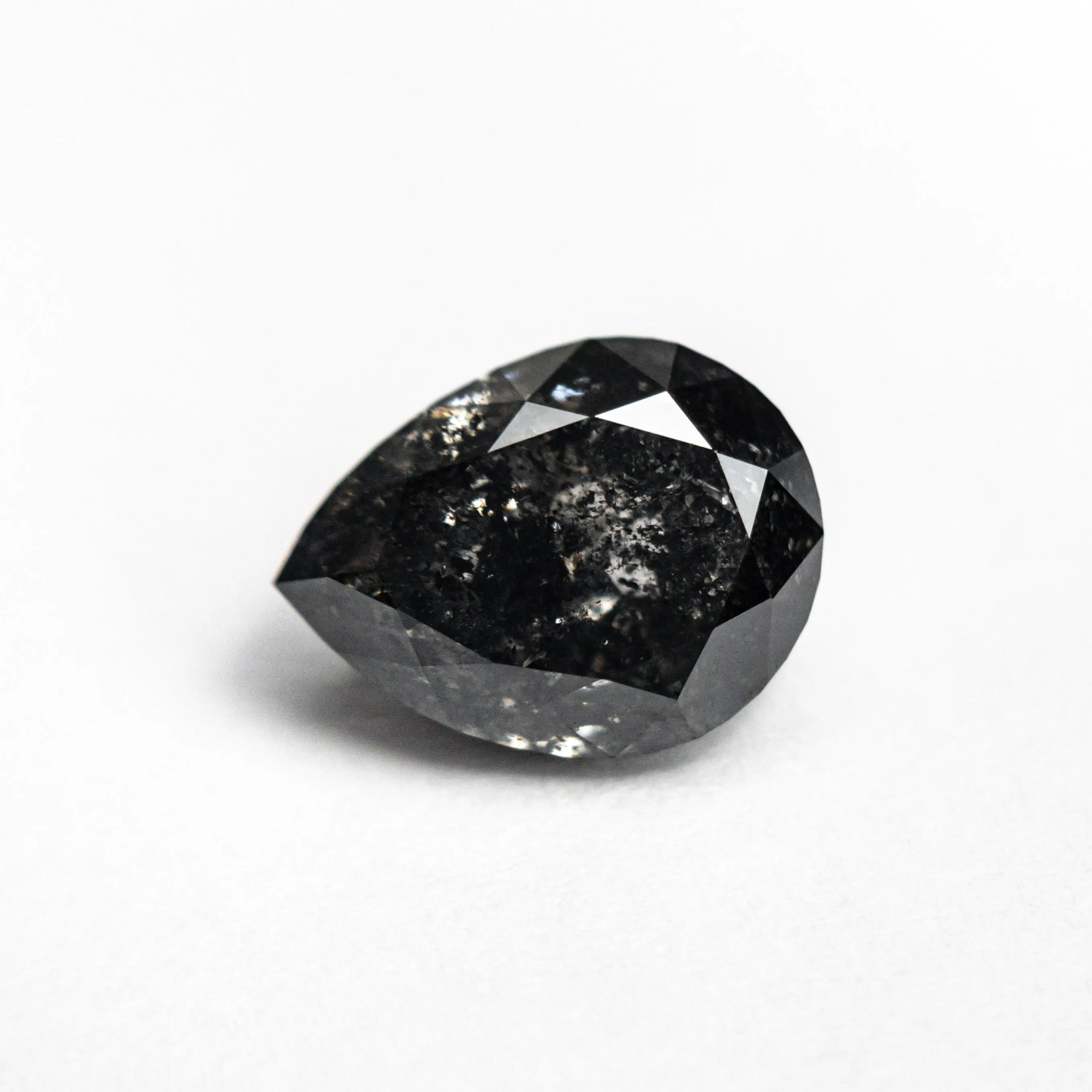 1.93 CARAT BLACK SPECKLED DOUBLE CUT PEAR DIAMOND