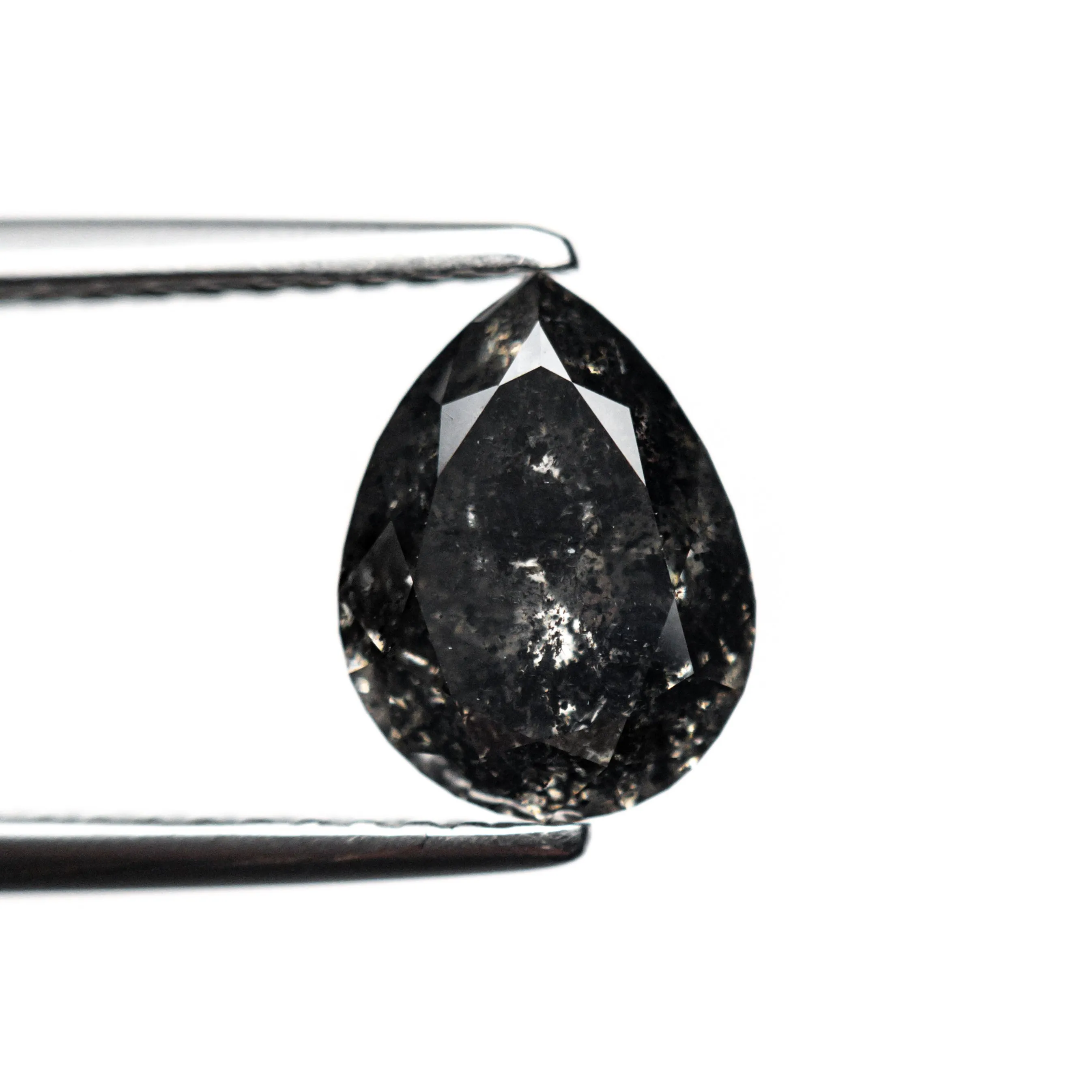 1.93 CARAT BLACK SPECKLED DOUBLE CUT PEAR DIAMOND