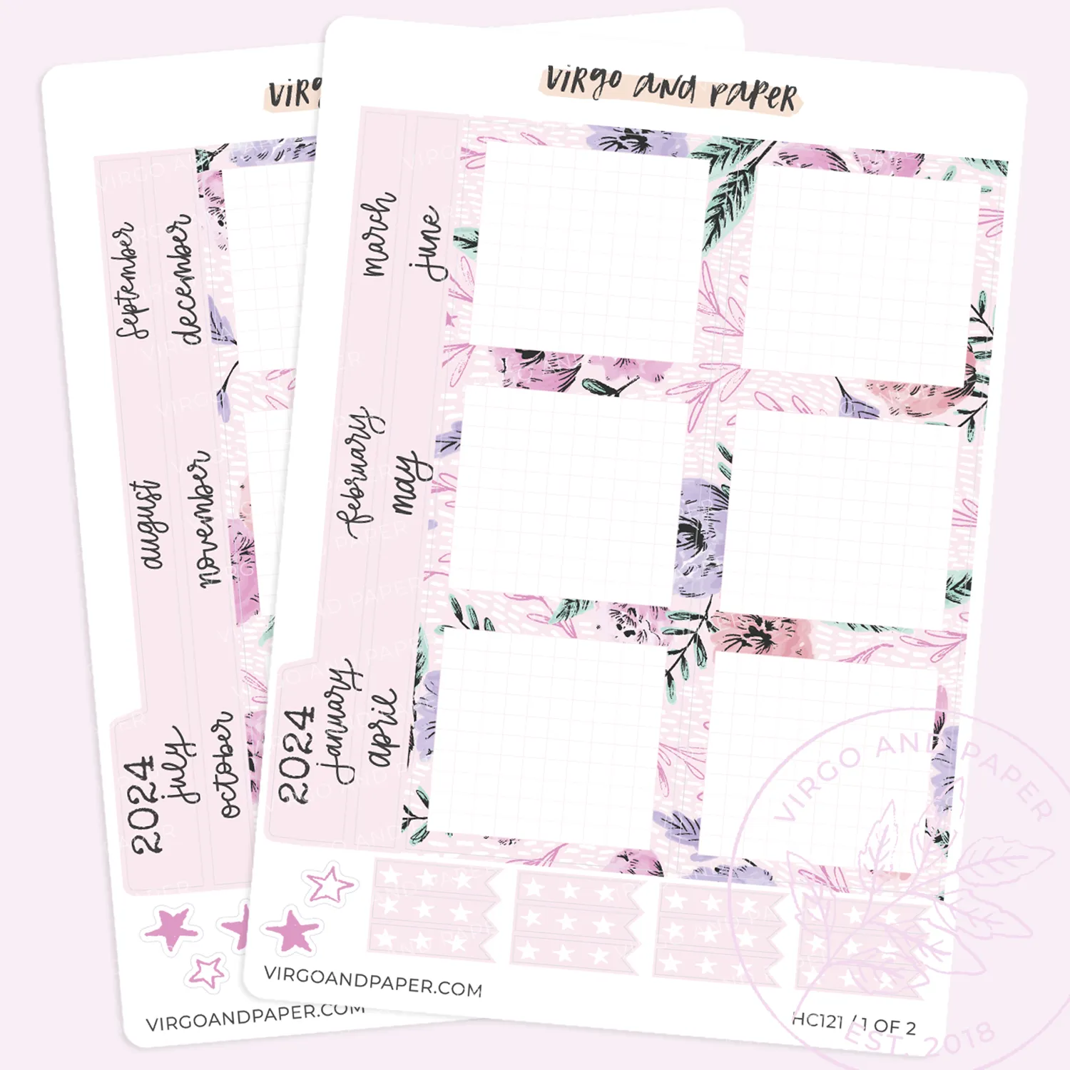 2024 H. Cousin Yearly Index Sticker Kit - Imagine Bouquet