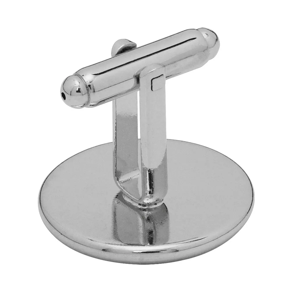 20mm Round Bezel Cufflink Blank Base,Imitation Rhodium Cufflink Setting,Metal Brass,20pcs/lot