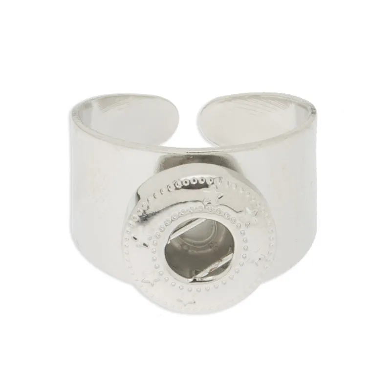 20PCS Adjustable Imitation Rhodium plated Ring Base With 11.5mm Round Snap Fastener