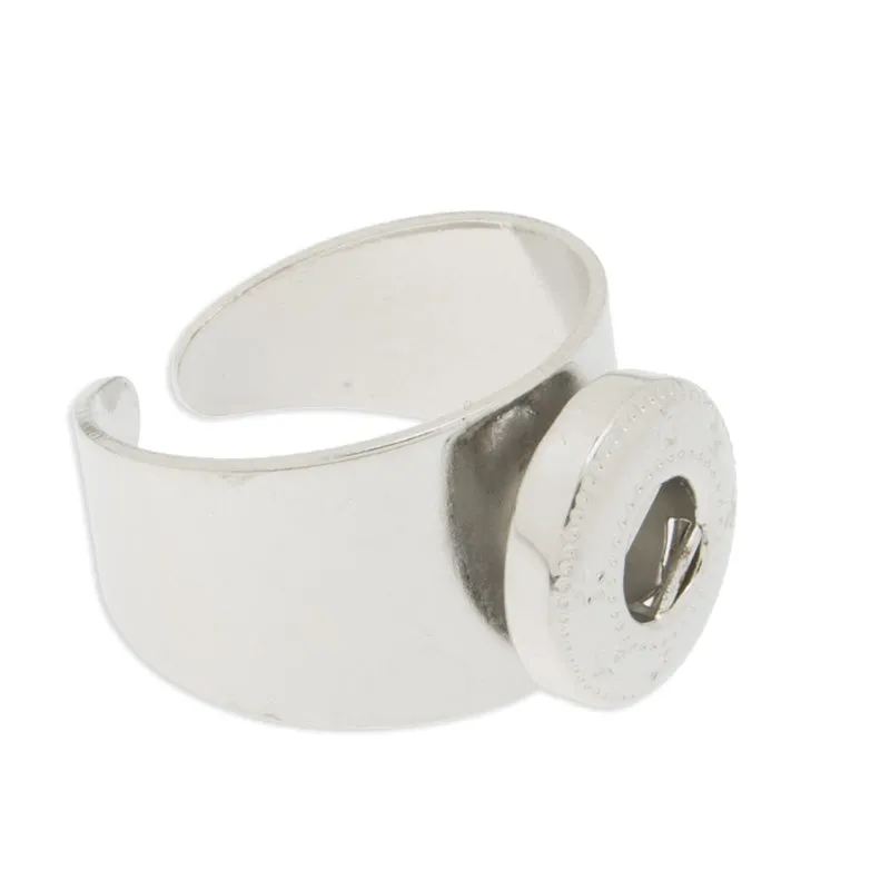 20PCS Adjustable Imitation Rhodium plated Ring Base With 11.5mm Round Snap Fastener