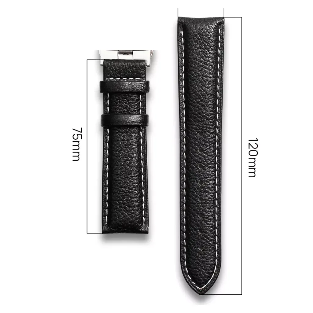 22mm Black Leather Butterfly Buckle