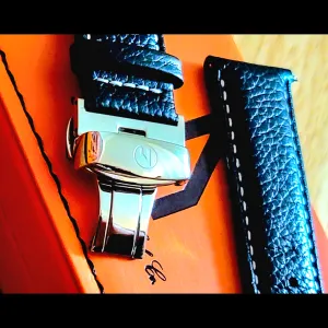 22mm Black Leather Butterfly Buckle