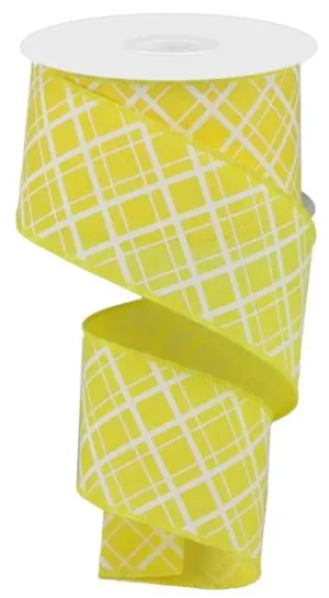 2.5" Thick/Thin Diagonal Check: Yellow, White (10 Yards) RGA150629