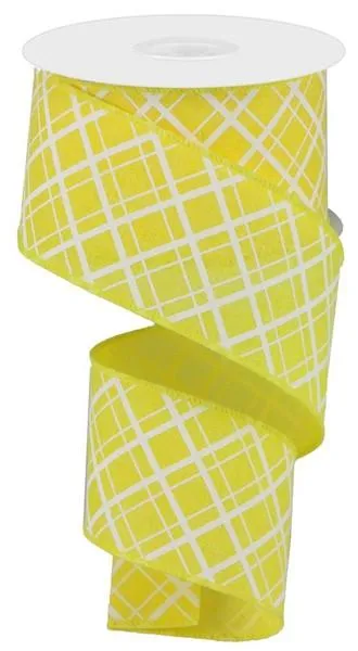 2.5" Thick/Thin Diagonal Check: Yellow, White (10 Yards) RGA150629