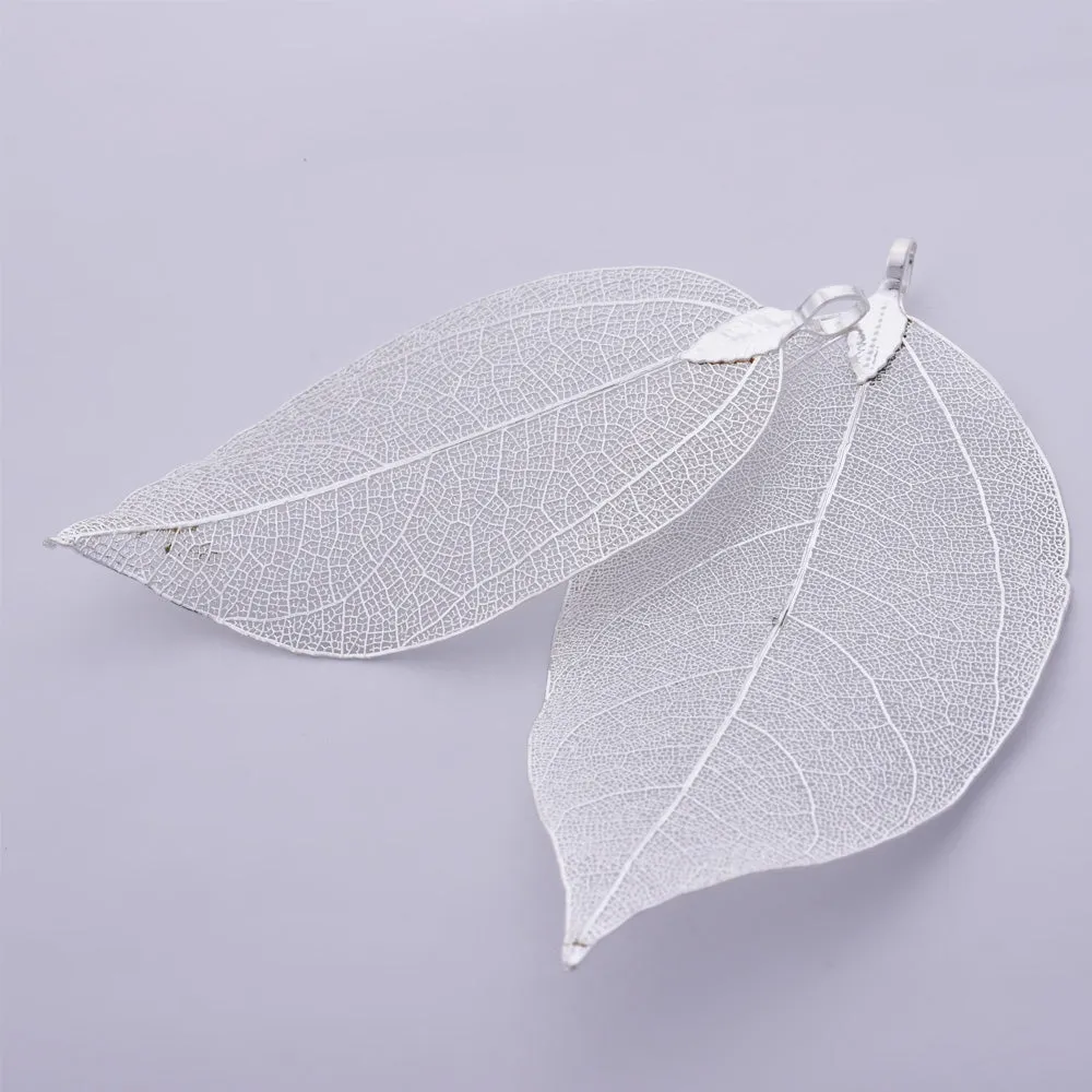 2Imitation Rhodium Plated Real Leaf Jewelry for Necklace  Pendant Findings Supplies Big Leaf  Imitation Rhodium Plated  Pendant