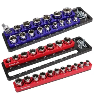 2Pc Magnetic Socket Organizer 1/2" Drive Metric SAE Sockets Storage Holder 35 Slots