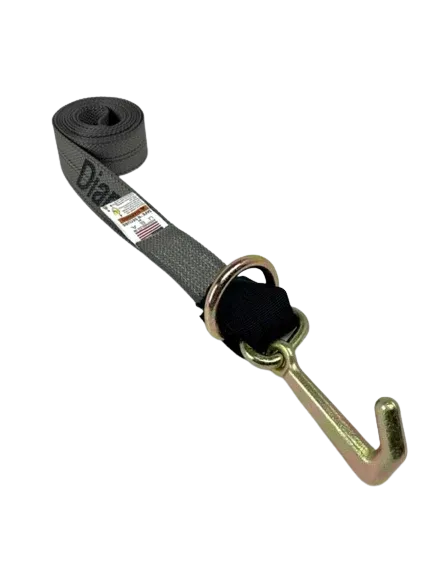 2" x 10' Diamond Weave Wheel Lift Strap w/ Mini J, D-Ring & Cordura Sleeve (SINGLE)