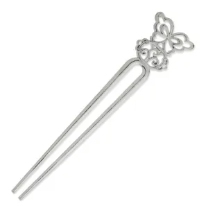 33.5x155mm Imitation Rhodium Plated Hair Stick,Butterfly on top,Metal Hair Stick/Accessories,Hair Sticks,10pieces/lot