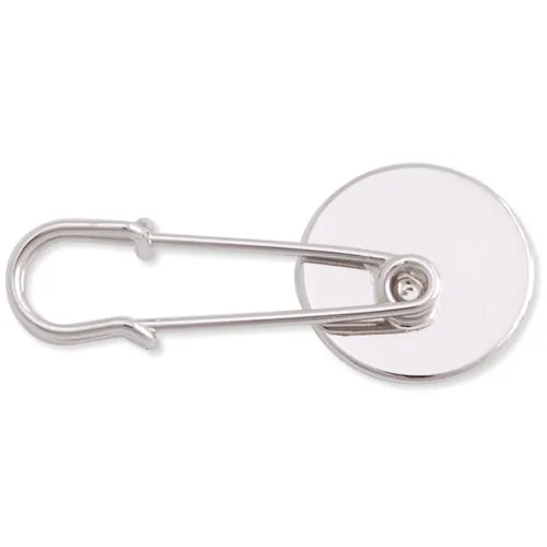 35MM Length Imitation Rhodium Plated shallow bottom Copper Brooch blank,with 18mm Round Bezel,fit 18mm glass cabochon,sold 20pcs per pkg