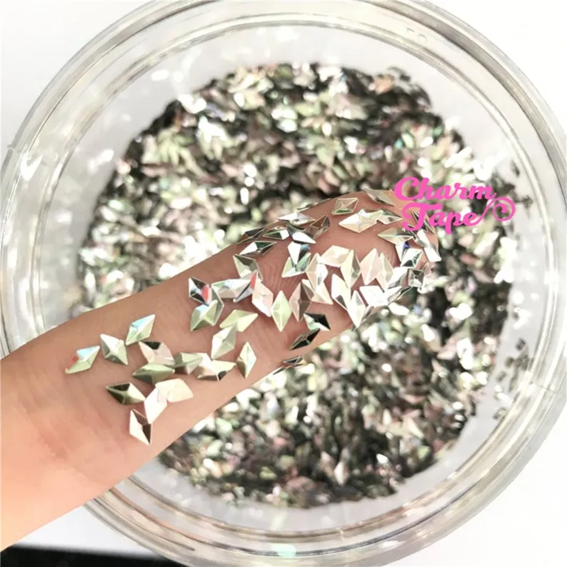 3D Diamond Rhombus Loose glitters, glitter 3mm UV resin, nail gel, acrylic nail, nail polish glitter, nail stamping