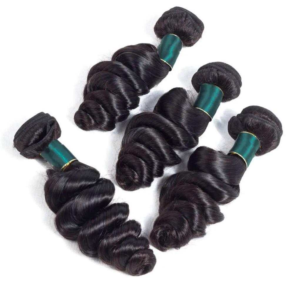 4 Bundles 10A Loose Wave Brazilian Human Hair Bundles Natural Color