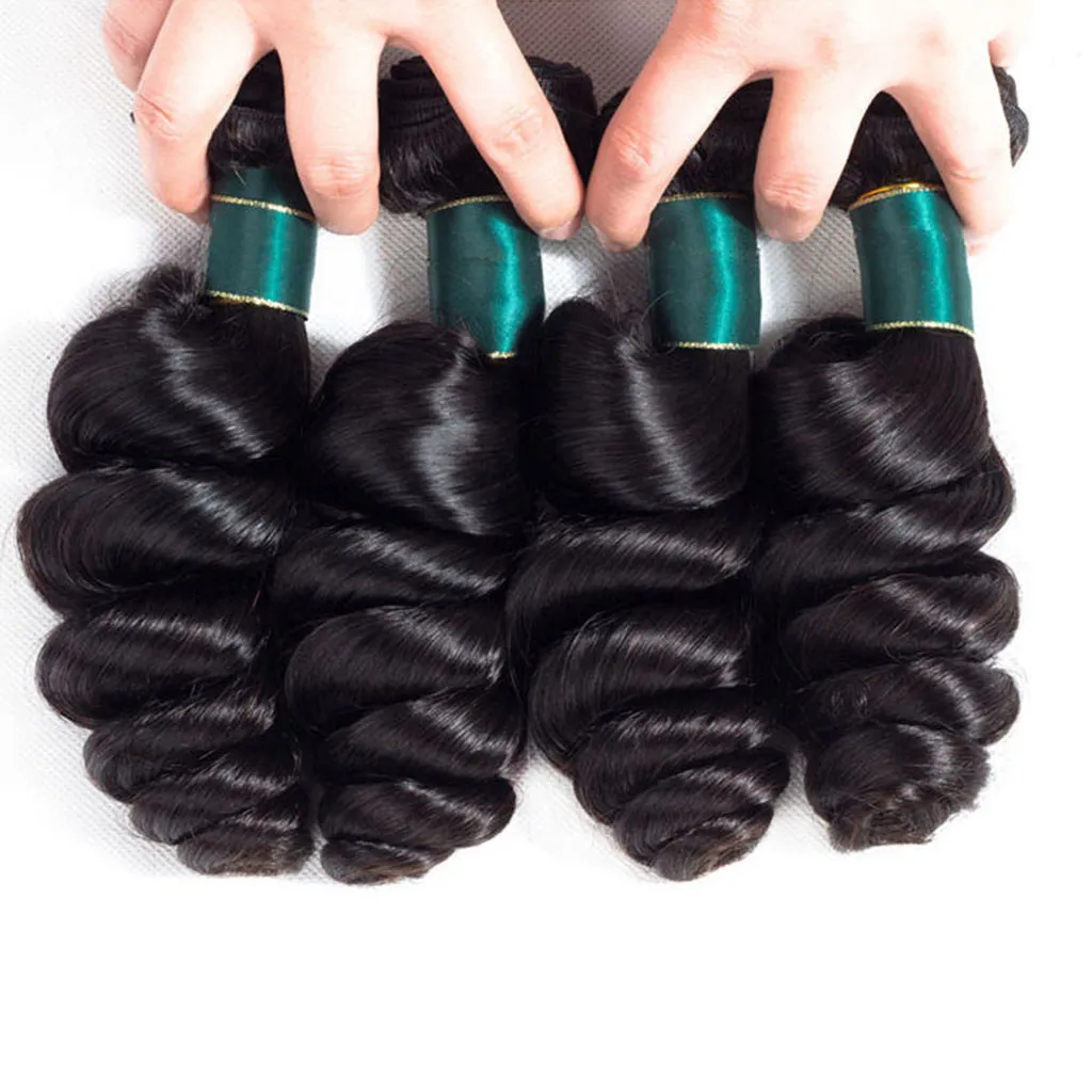 4 Bundles 10A Loose Wave Brazilian Human Hair Bundles Natural Color