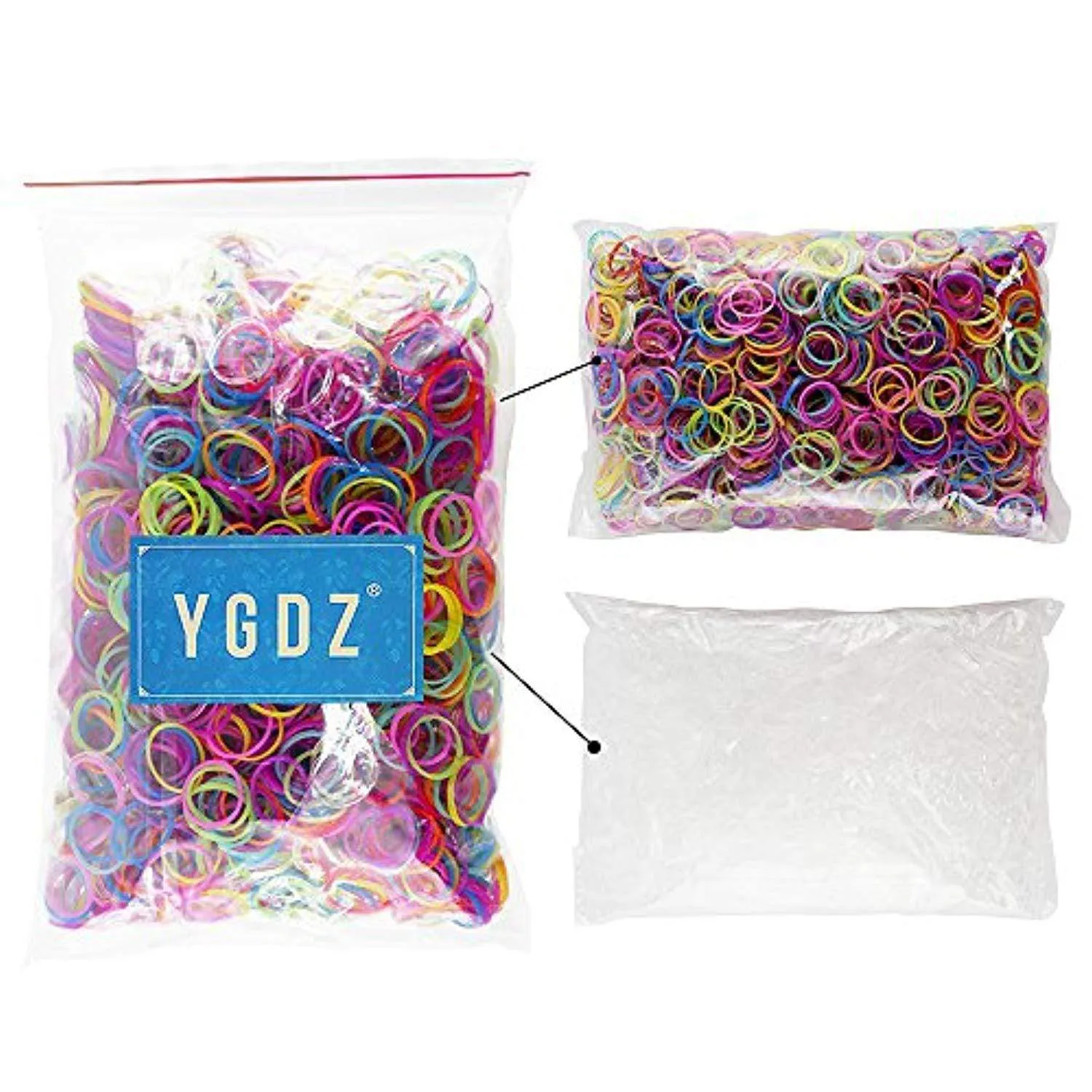 4000pcs Elastic Hair Ties, YGDZ 2000pcs Clear Mini Rubber Bands & 2000pcs Soft Colored Elastics Hair...
