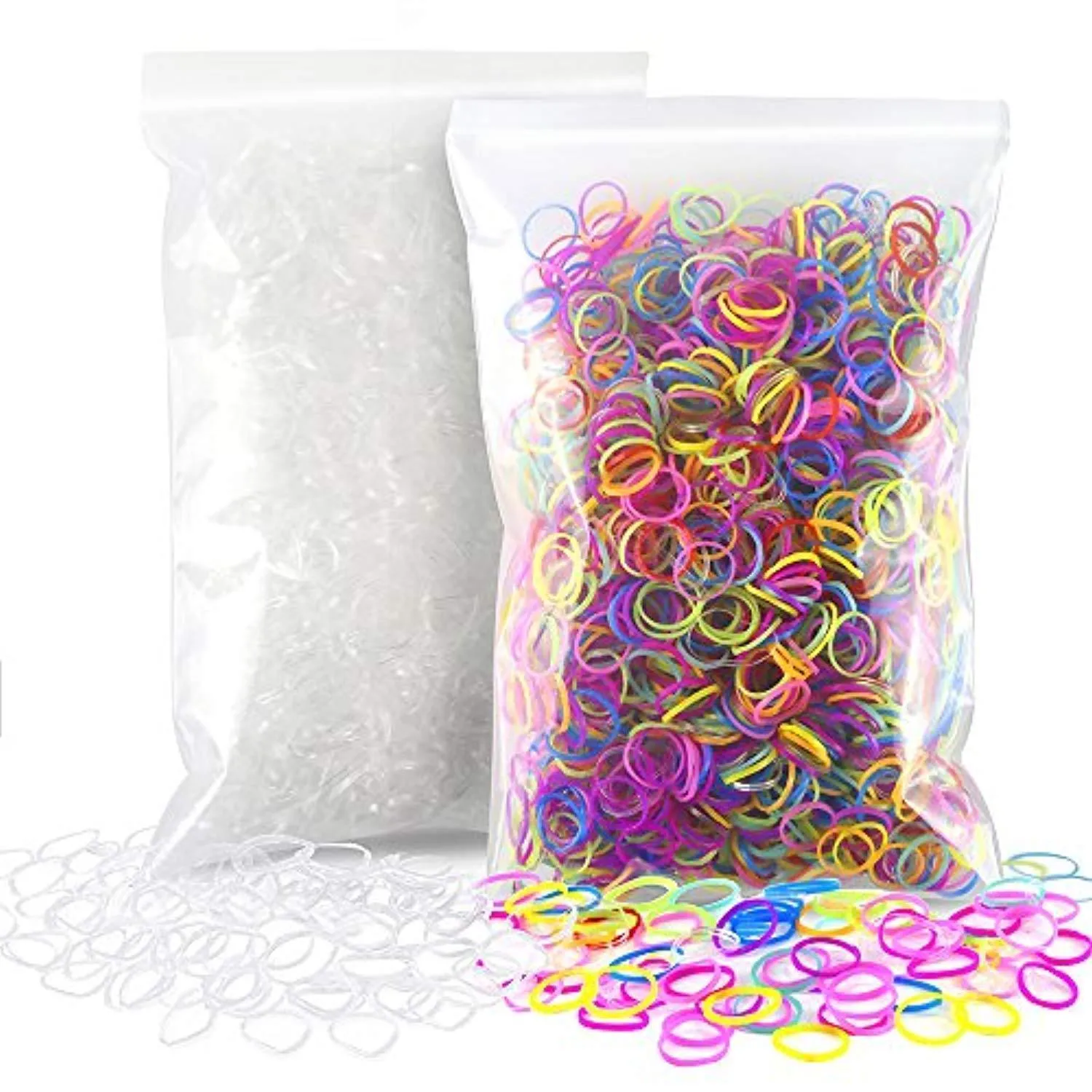 4000pcs Elastic Hair Ties, YGDZ 2000pcs Clear Mini Rubber Bands & 2000pcs Soft Colored Elastics Hair...