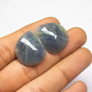 43ct, 22x19x5mm, Untreated Blue Sapphire Rose Cut Fancy Shape Matching Pair, Blue Sapphire