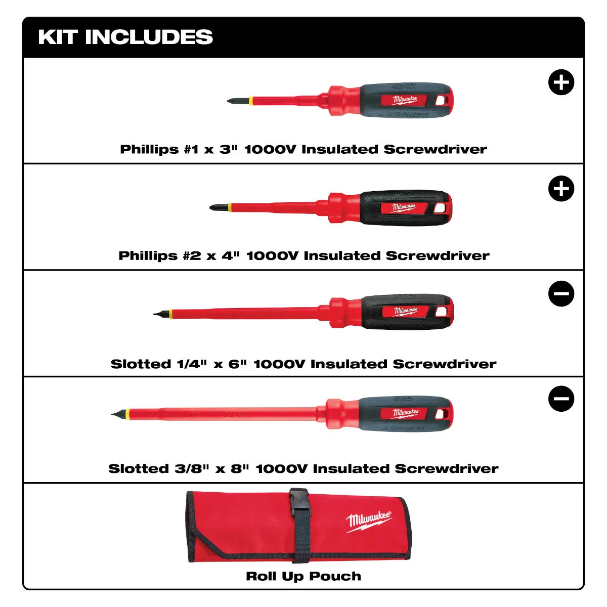 48-22-2204 Milwaukee 4pc 1000V Insulated Screwdriver Set