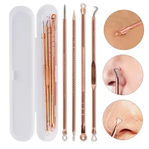 4Pcs Rose Gold Acne Pimple Extractor Remover Tool