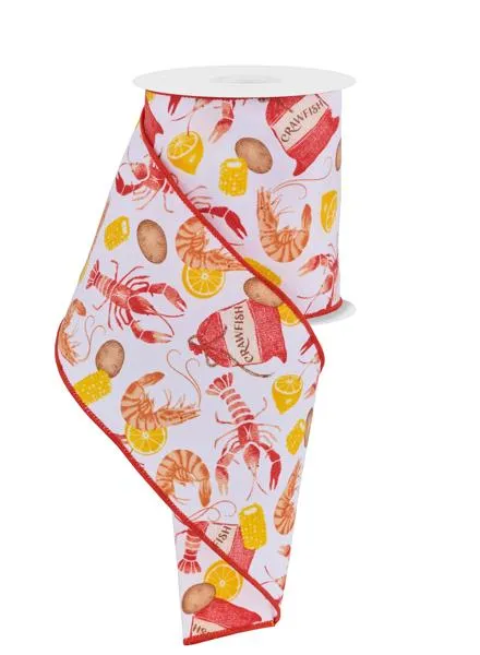 4" Crawfish On Diagonal Weave: White, Red, Yellow (10 Yards) RGF107227