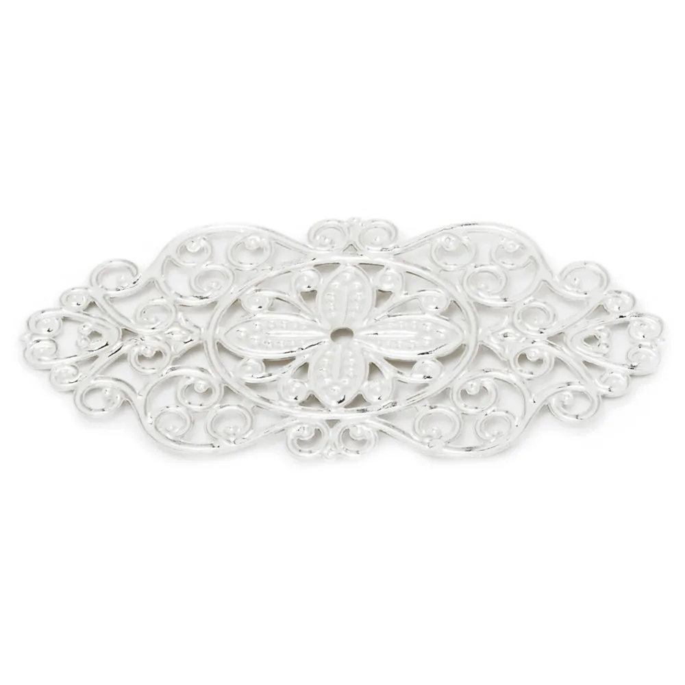 57x28mm  Imitation rhodium Huapian,Brass Hollow Filigree Flower Wraps Connectors,Hair Clasp Accessories,20PCS/lot
