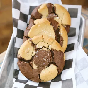 6 Quarter Pound Vegan Chocolate Peanut Butter Marble Cookies