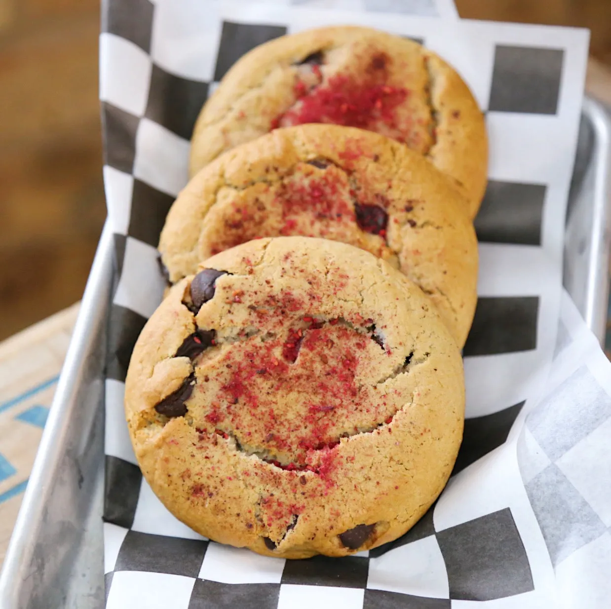 6 Quarter Pound Vegan Dark Chocolate Raspberry Cookies