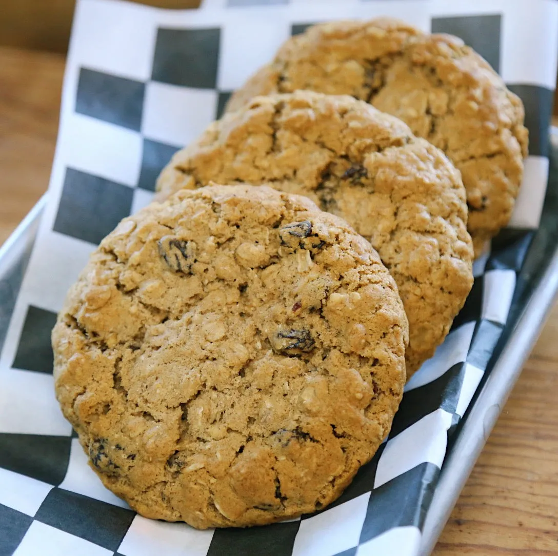6 Quarter Pound Vegan Oatmeal Raisin Cookies