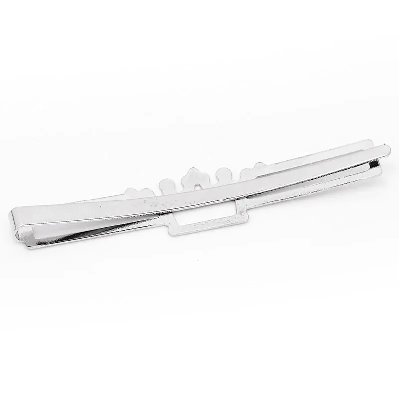 66*14mm Imitation Rhodium Geometry Word Folder, Crown Hair Clips Base,Blank hairpin,Bobby Pin Base,Metal,20pcs/lot