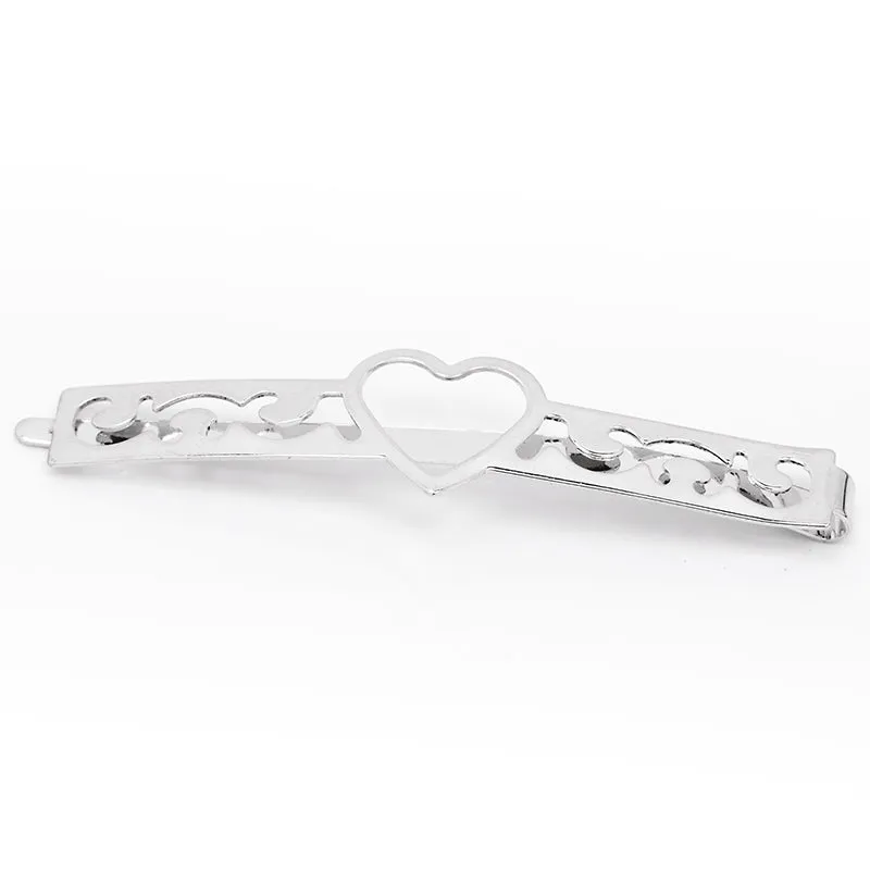 66*15mm Imitation Rhodium Geometry Word Folder, Hair Clips Base,Blank  Love-type hairpin,Bobby Pin Base,Metal,20pcs/lot