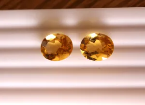 6.70 carat Oval Yellow Citrine Stones Pairs | Calibrated Stones