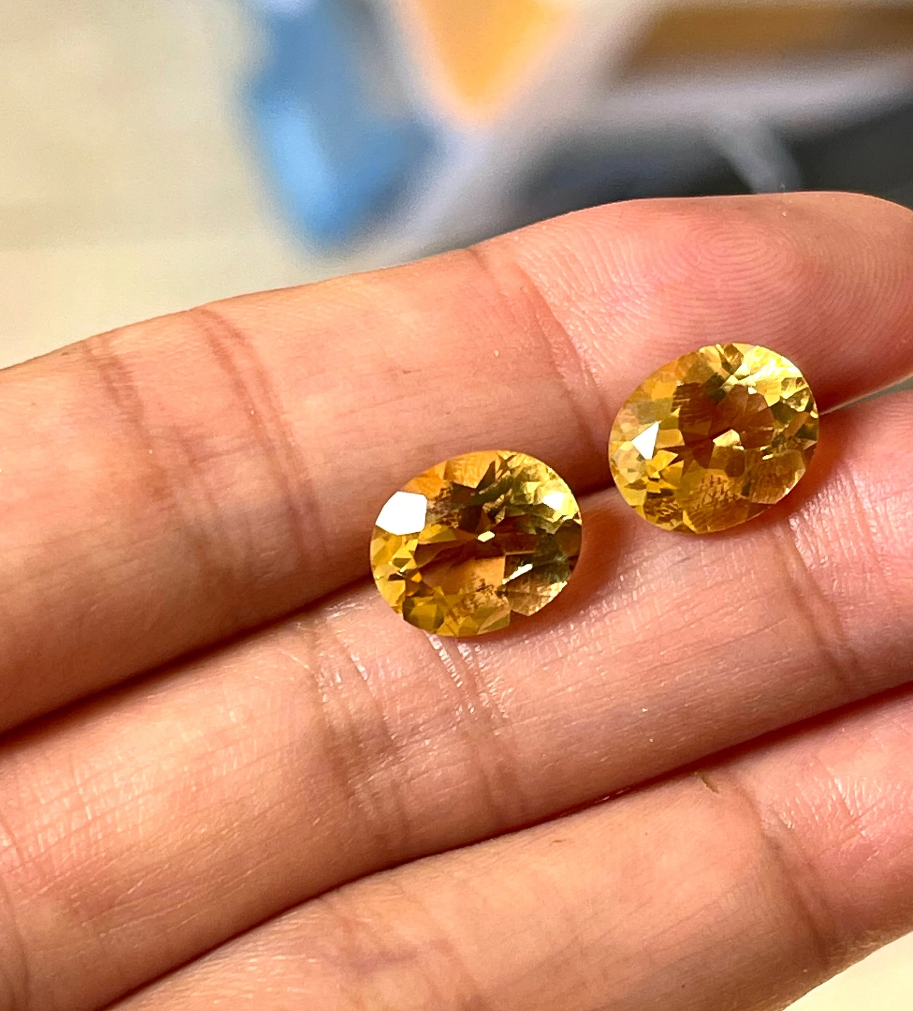 6.70 carat Oval Yellow Citrine Stones Pairs | Calibrated Stones