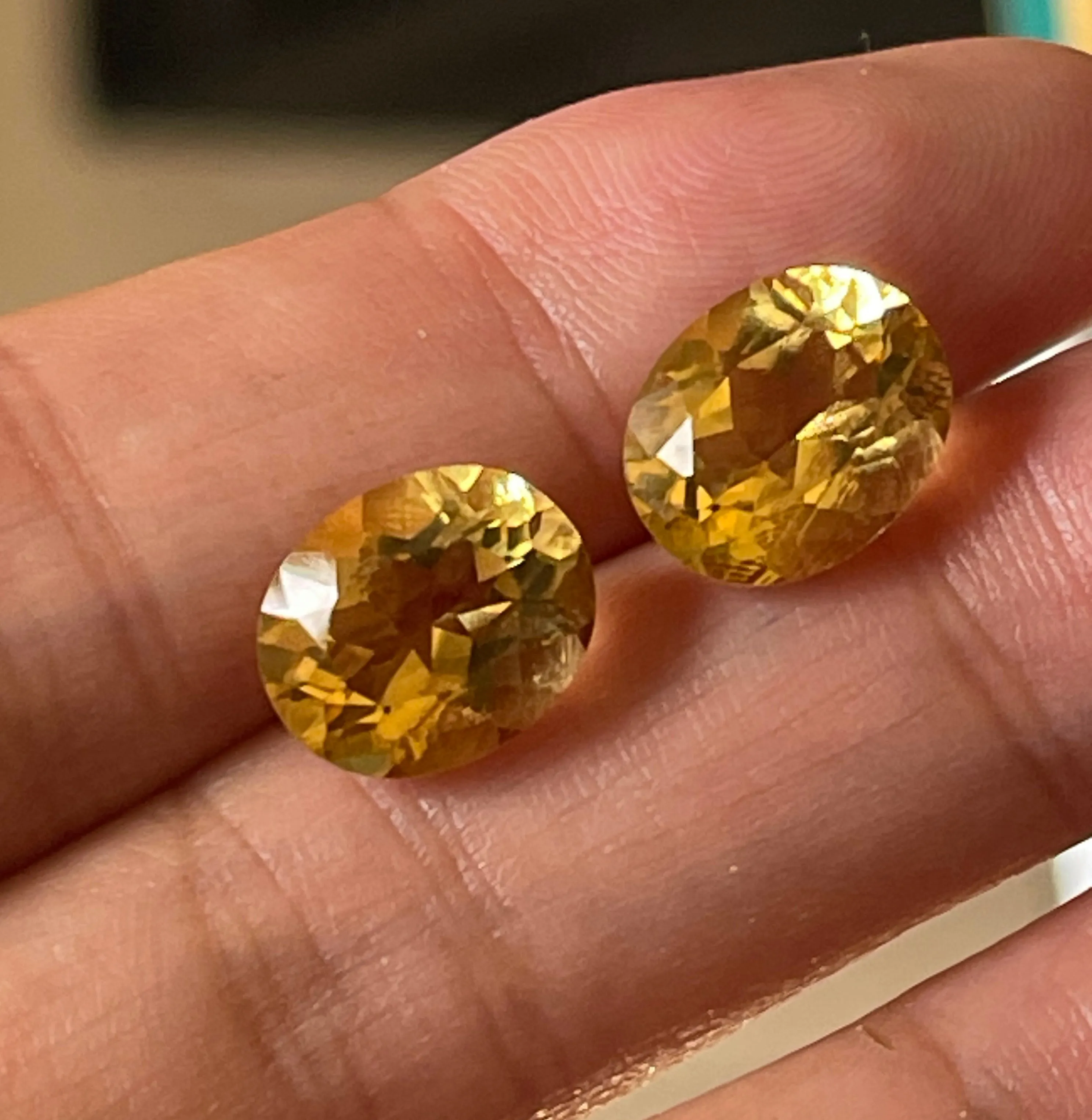 6.70 carat Oval Yellow Citrine Stones Pairs | Calibrated Stones