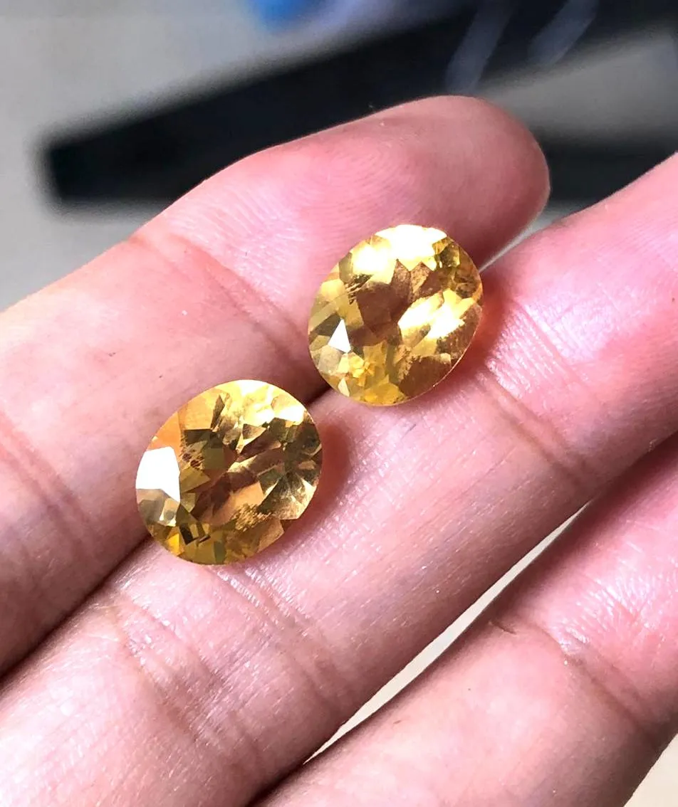 6.70 carat Oval Yellow Citrine Stones Pairs | Calibrated Stones